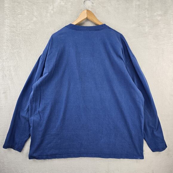 Vintage Nike Shirt Mens XXL Blue Center Swoosh Long Sleeve Hit 90s Y2K USA Made - Picture 9 of 12
